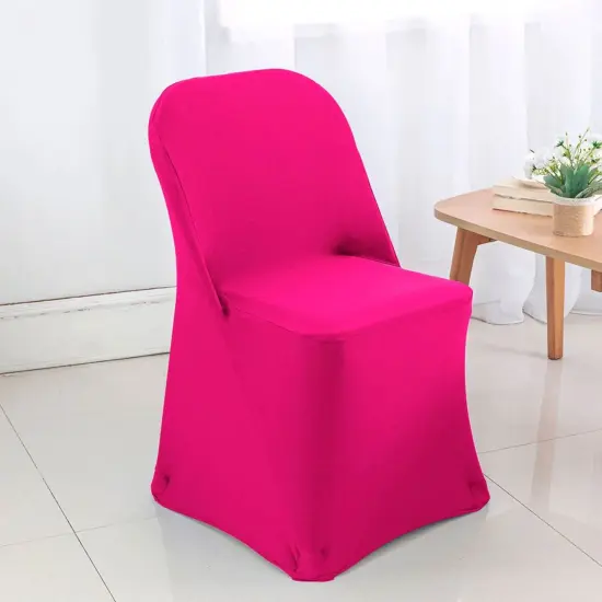 Fuchsia Stretch Folding Chair Cover for Stylish Event Seating {2}