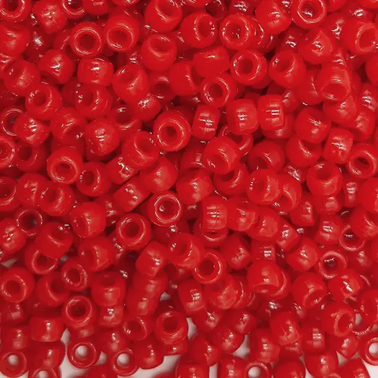 MIIIM 1200PCS 6x9mm Red Pony Beads Bulk, Kandi Beads for Bracelets Making Kit, Hair Braids Crafts for Jewelry Making (Flag Red) {1}