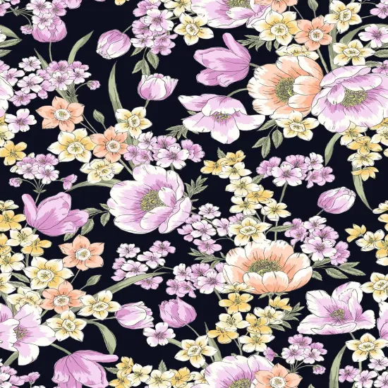 1 Yard 100% Polyester CEY Floral/Fower Print Fabric, 58/59&Prime; Wide BLUSH {2}
