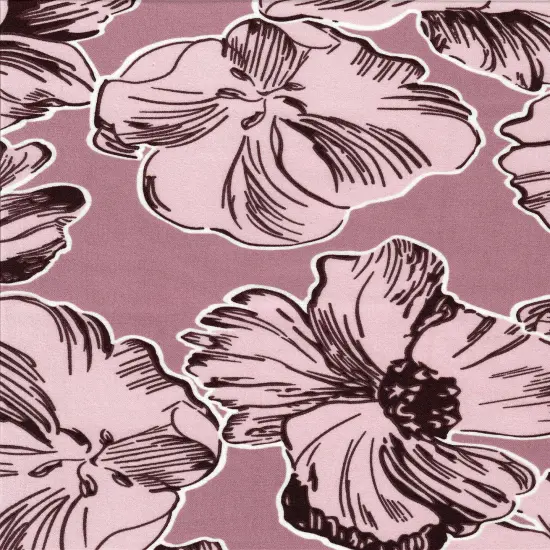 1 Yard 100% Polyester CEY Floral/Flower Print Fabric, 58/59" Wide MAUVE {3}