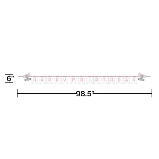 Enchanting Elephants Girl 1st Birthday Banner {2}