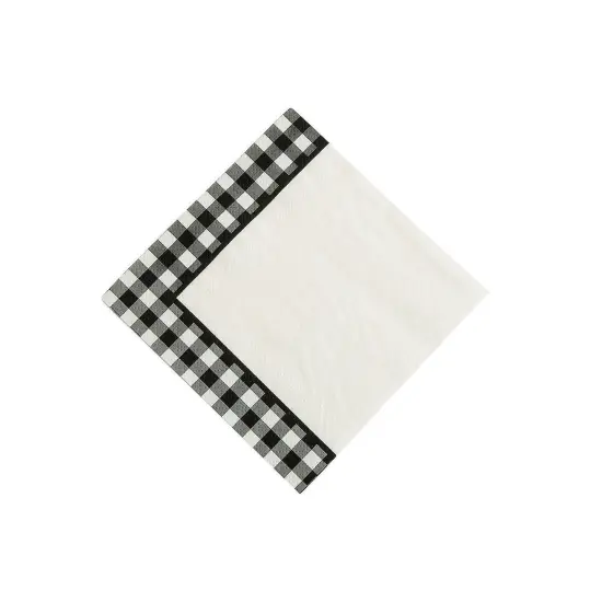 Black Gingham Beverage Napkins - 16ct {1}