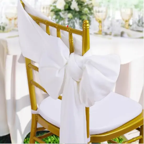 10 Pieces Elegant 9.5 by 108 inch Crushed Taffeta Chair Sashes White {3}