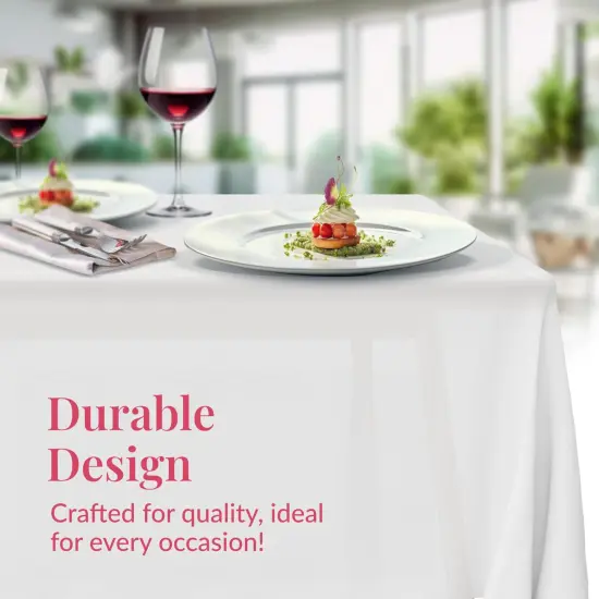 Prestee 24 Plastic Table Cloth Disposable - 108 x 54 White Tablecloth Rectangle - Plastic Table Cover for Parties, BBQs, Weddings, Outdoor Gatherings, and Fine Dining Events {4}
