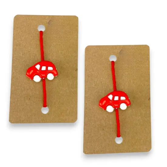 Set Of 2 Cute Cartoon Rakhi Featuring Adorable Car Designs Thread Perfect Rakhi for Brother Raksha Bandhan Bracelets for Bhai Bhaiya {1}