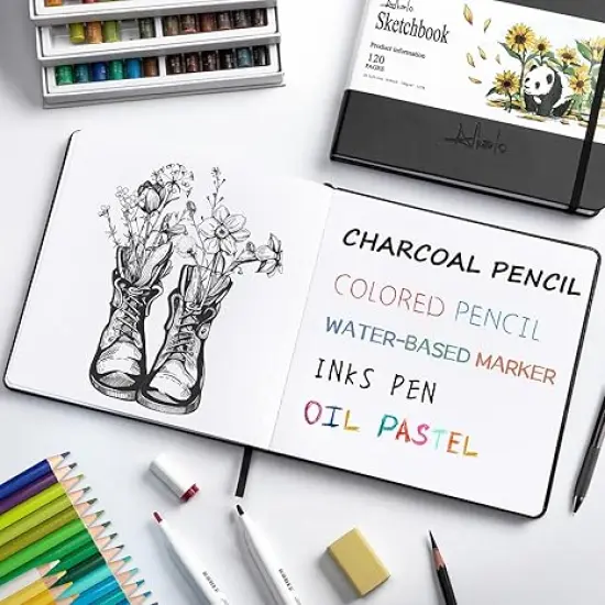 120 Pages Square Sketchbook for Drawing 122LB/180GSM Thick Paper {2}