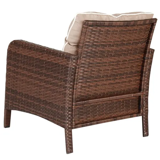 5 Pieces Patio Rattan Sofa Ottoman Furniture Set with Cushions {2}