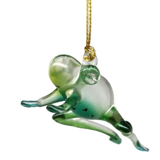 Playful Frog Glass Ornament {3}