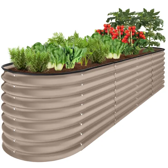 Best Choice Products 8x2x2ft Metal Raised Garden Bed, Oval Outdoor Planter Box w/ 4 Support Bars Charcoal {7}