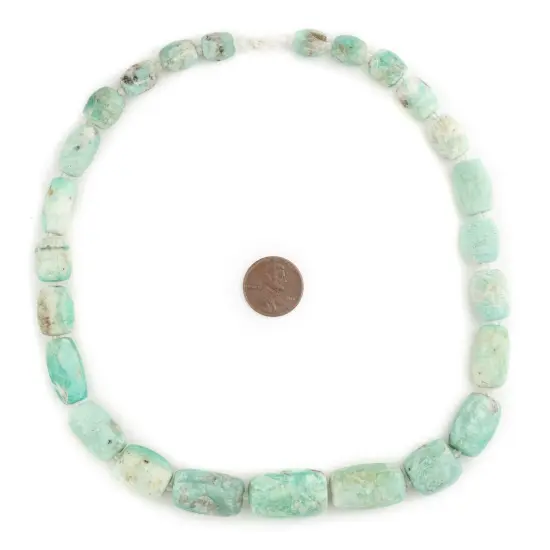 The Bead Chest Rustic Barrel Afghan Amazonite Beads 12mm Afghanistan Green Oval Gemstone Large Hole 17 Inch Strand {2}