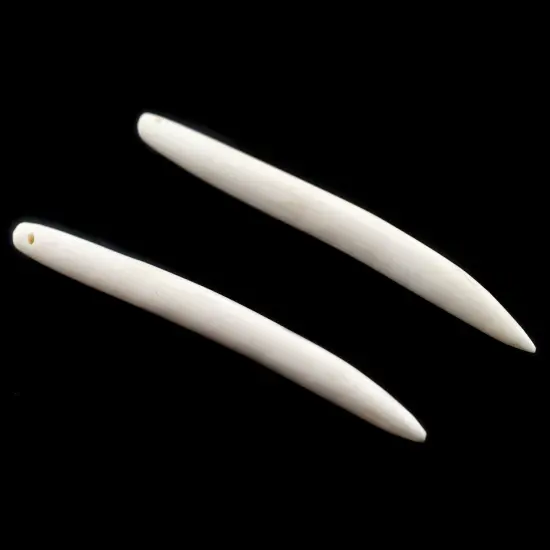 The Bead Chest Elongated White Bone Tooth Pendant Set of 2 Kenya African Handmade {4}