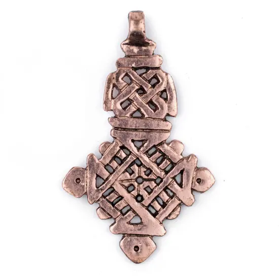 Awash Copper Ethiopian Coptic Cross Pendant (40x65mm): Authentic Ethiopian East African Design for Jewelry & Necklace Making {1}