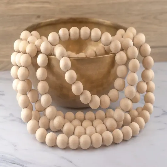 The Bead Chest Wood Garland Beads Decorative Ornament 128 Inches 20mm White Round Large Hole 128 Inch Strand {3}