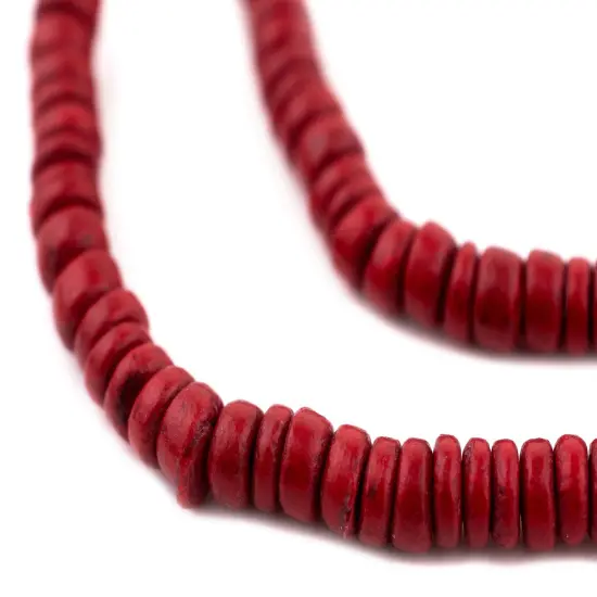 The Bead Chest Red Disk Coconut Shell Beads (8mm) {1}