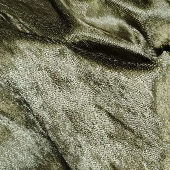 1 Yard Elegant Olive Crushed Velour Fabric 58/60" Wide Soft Polyester for Apparel Sewing & Decorating {2}