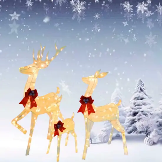 Christmas Deer Family LED Lights Decorative Holiday Indoor Outdoor Display Height 60"x 48" x 32" {4}
