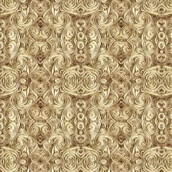 Natural Tan Endless Blues Scroll Medallion Wideback Cotton Fabric per yard {1}