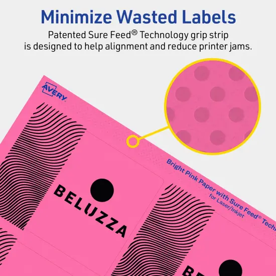 Avery Bright Pink Paper Labels, 3" x 3.75" Rectangle {4}