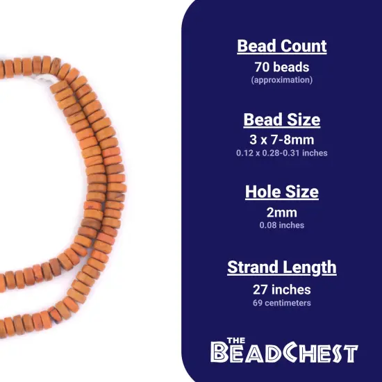 The Bead Chest Rustic Orange Java Glass Button Beads (8mm) {4}