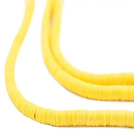 The Bead Chest African Vinyl Beads, Ghana Vulcanite Crafts Supplies for DIY Jewelry Making, Necklaces, Bracelets (4mm, Yellow) {1}