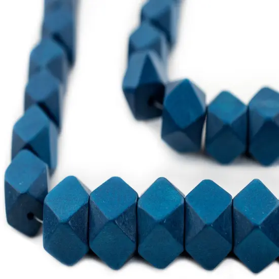 The Bead Chest Azul Blue Cornerless Cube Wood Beads: 17mm Diamond Cut Natural Organic Beads for Jewelry Making {1}