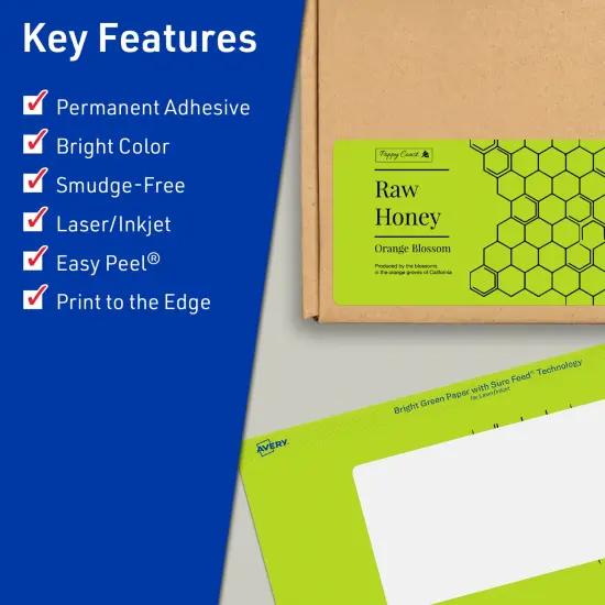 Avery Bright Green Paper Labels, 2" x 6" Rectangle {2}