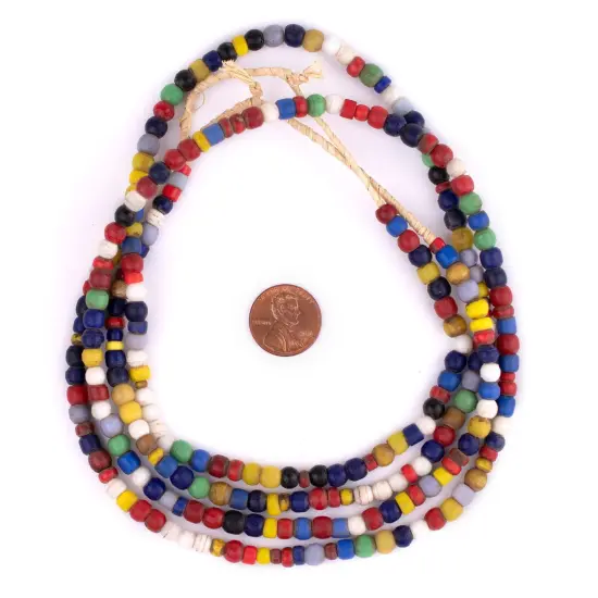 The Bead Chest Mixed Kenya Turkana and Olombo Beads 5mm African White Glass 24 Inch Strand Handmade {2}