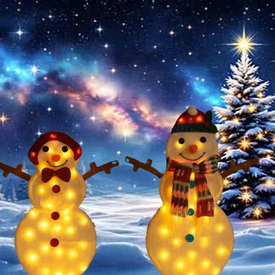 24 Inches and 28 Inche Pair of Festive LED Snowmen Christmas Decoration {2}