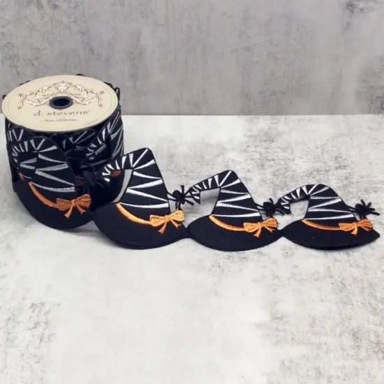 4" Witch Hat Garland Ribbon: Black (5 Yards) {4}