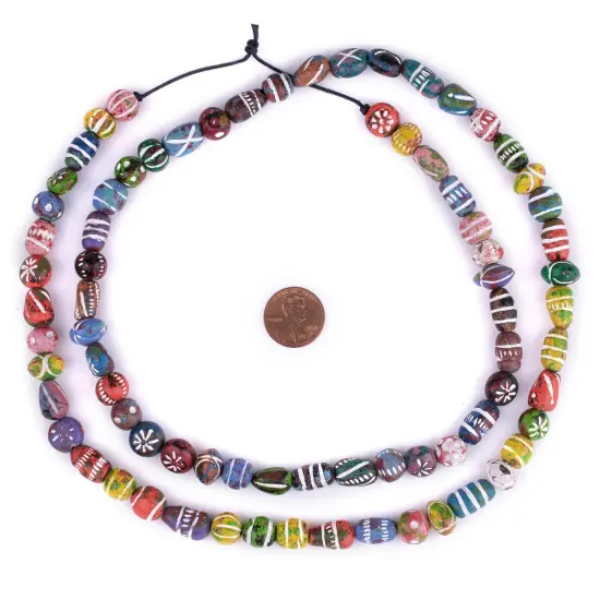 The Bead Chest Multicolor Patterned Mini Terracotta Beads 10mm Mixed Clay 25 Inch Strand {2}