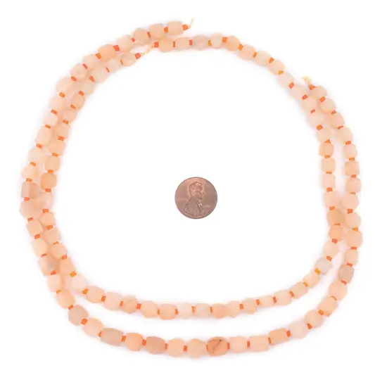 The Bead Chest Matte Natural Cornerless Cube Calcite Beads 7mm Afghanistan Orange Faceted Gemstone Large Hole 16 Inch Strand {2}