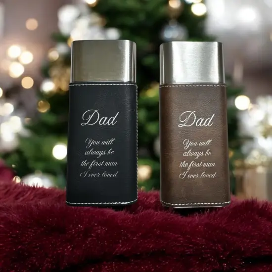 Cigar Case with Cutter - Dad you will always be the first man Leatherette Black/Silver {4}