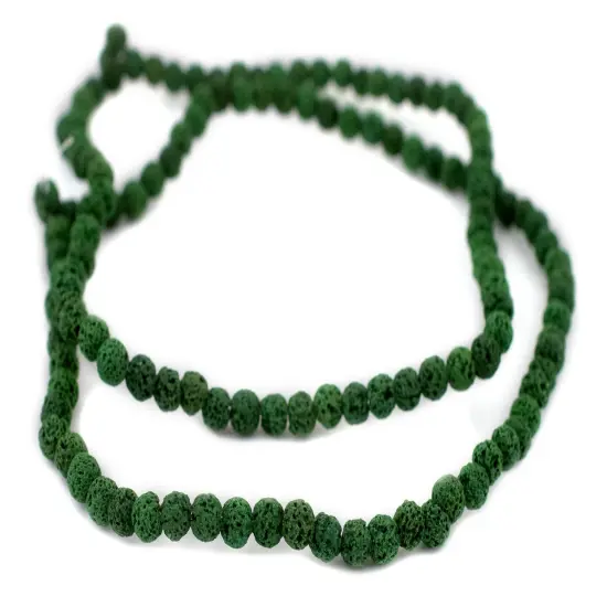 The Bead Chest Green Volcanic Lava Beads (6mm) {3}