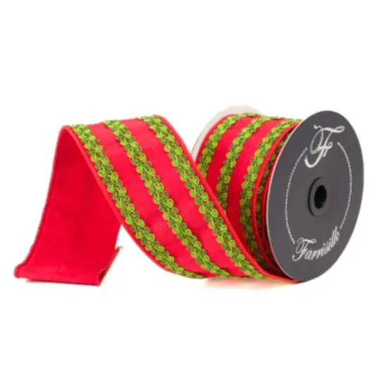 2.5" Carnival Swirls Ribbon: Red/Green (10 Yards) {1}