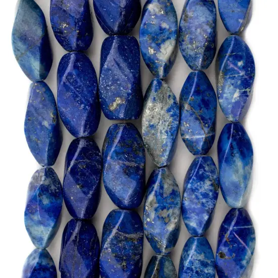 The Bead Chest Faceted Twisted Lapis Lazuli Beads (22x10mm) {4}