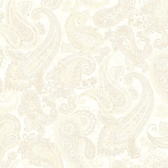 Natural Parkside Large Embroidered Paisley Cream Wideback Fabric Per Yard {1}