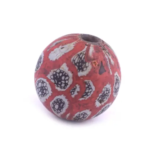 The Bead Chest Red Antique-Style Java Eye Glass Bead (Single Bead, 20mm) {1}