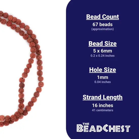 The Bead Chest Cinnamon Brown Volcanic Lava Beads (6mm) {4}