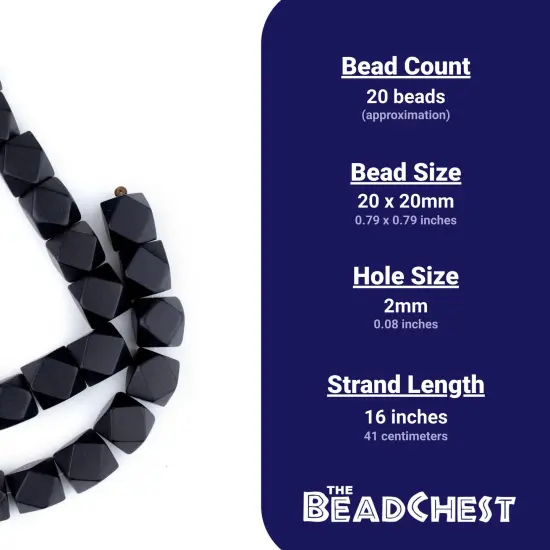 The Bead Chest Black Cornerless Cube Wood Beads: 20mm Diamond Cut Natural Organic Beads for Jewelry Making {4}