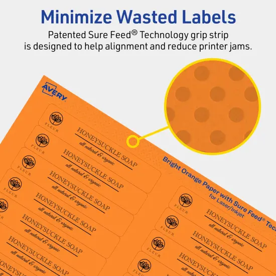 Avery Bright Orange Paper Labels, 2/3" x 3-7/16" Rectangle {4}