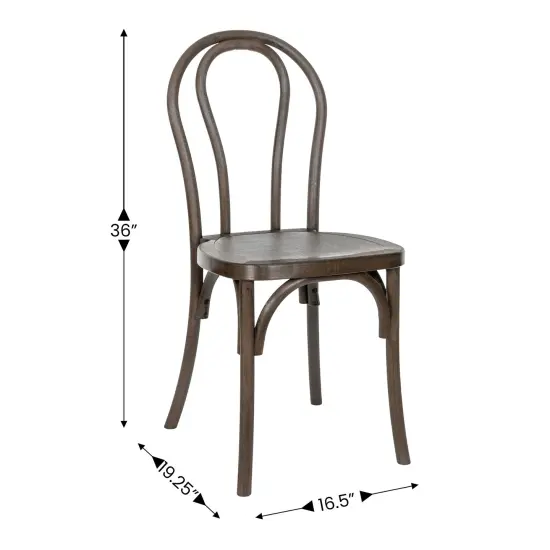 Emma and Oliver Hensler Weather-Resistant Wood Look Stackable Resin Thonet Chair for Indoor/Outdoor Use Dark Brown {5}