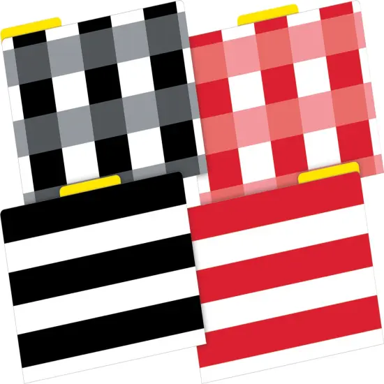 Barker Creek File Folders, Buffalo Plaid/Wide Stripes Design, Letter Size, Set of 12 {3}