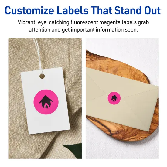 Avery Neon Magenta Paper Labels, 1" Diameter Round {3}