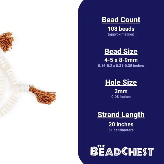 The Bead Chest White Bone Mala Disk Beads (8mm) {5}
