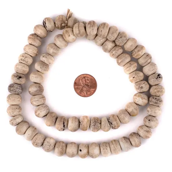 The Bead Chest Round Rustic Grey Bone Beads (12mm) {2}