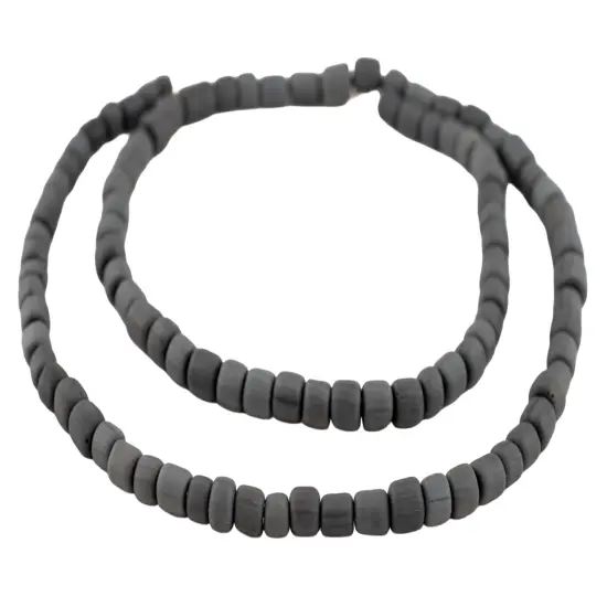 The Bead Chest Dark Grey Java Glass Beads 6-8mm Indonesia Cylinder 26 Inch Strand {1}