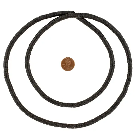 The Bead Chest African Vinyl Beads, Ghana Vulcanite Crafts Supplies for DIY Jewelry Making, Necklaces, Bracelets (6mm, Black) {2}