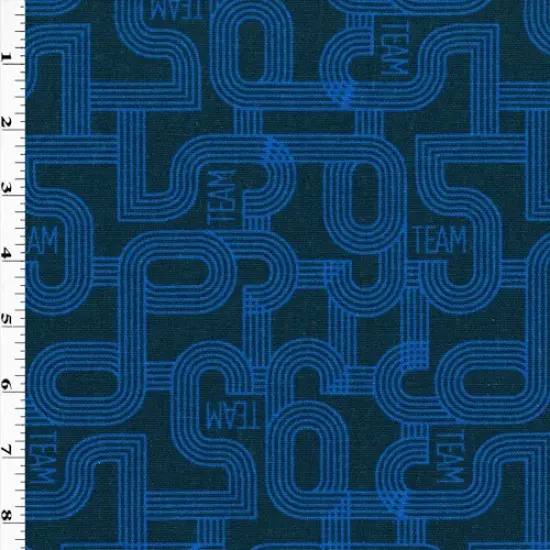 Blue/Deep Teal Abstract Printed Canvas Decorating Fabric By the Yard {1}