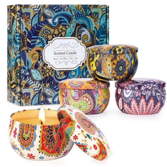 Scented Candles Gift Set for Women, 4 Pack Natural Fragrance Aromatherapy Candles for Home Scented, Long Buring Soy Wax Candles Gifts for Decoration Birthday Valentine's Day {1}