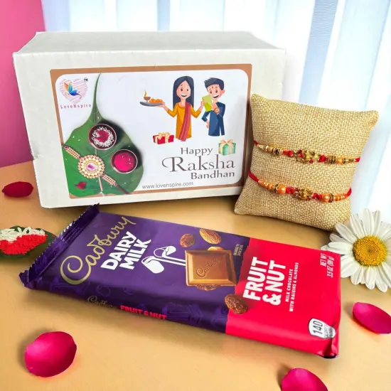 Rakhi Gift Hamper for Brother Bhabhi Raksha Bandhan Set of 2 Ganesha Bracelet Rakhis with Roli Chawal Rakhi Stickers Gift Box Bhaiya Sister In Law Traditional Rakhi Combo {5}